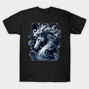 Monochromatic Outline Hippocampus Seahorse T-Shirt